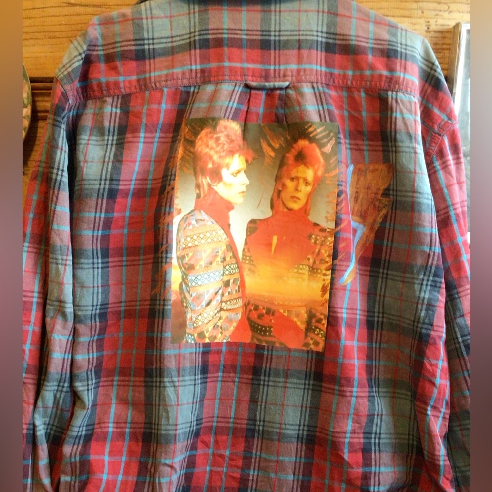 SALE! Custom upcycled Bowie ⚡️flannel shirt